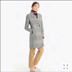 J.Crew NWOT  Daphne Car Coat in Glen Plaid pink gray